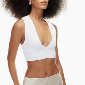 Babaton Sculpt Knit Deep V Tank White
